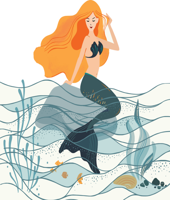 Mermaid in the Sea, Sitting on a Rock T-Shirt