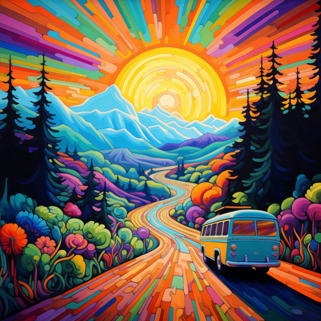 Hippie Road Trip Colorful Psychedelic Road Trip Van Life by SayItWithYours