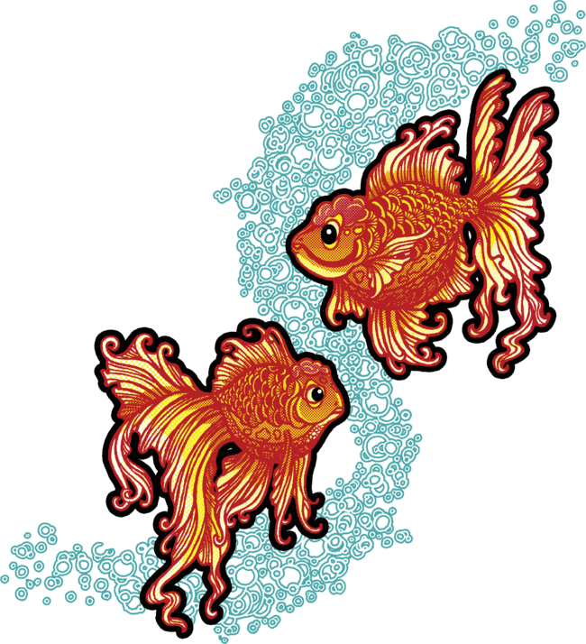 Pair of Goldfish by OfficeInk