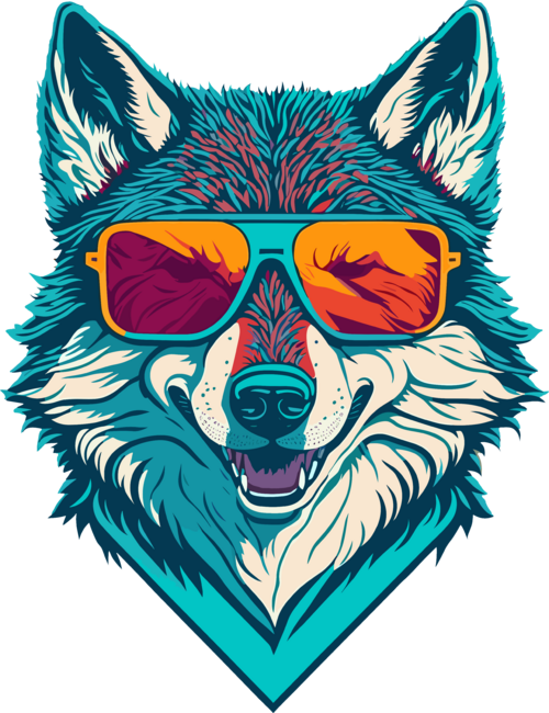 Trendy smiling Wolf portrait by Printodelo