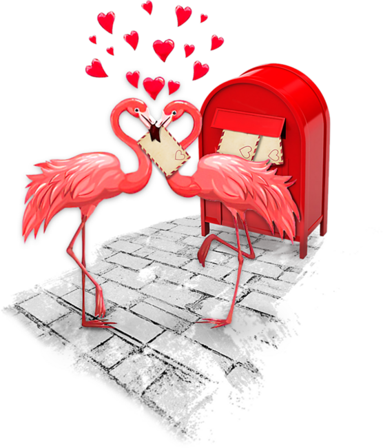 Flamingo Birds Couple Valentines Day Love Flamingo Rose by MuchSke