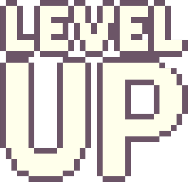 1bit pixel art lettering of text level up