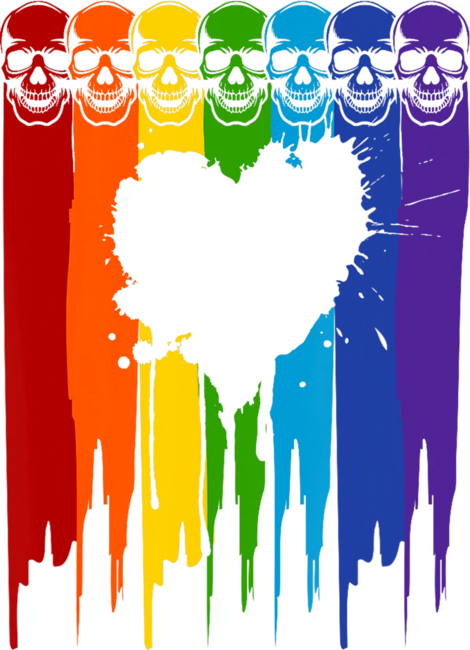 LGBT Gay Pride Skull Rainbow Heart LGBT Support by WandererDesign