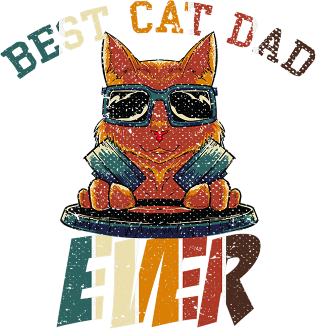 Fathers Day Sunglasses Animal DJ Musician Cat Dad Funny Cat by SazadIM