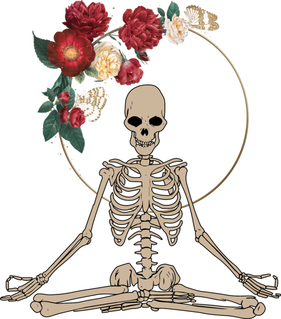 Meditate-Skeleton meditation Flower by Designbyhy
