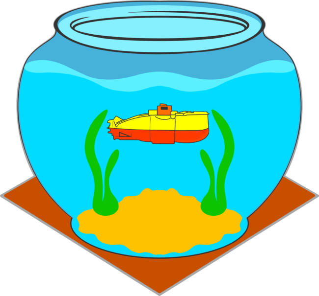 submarine in a fish bowl