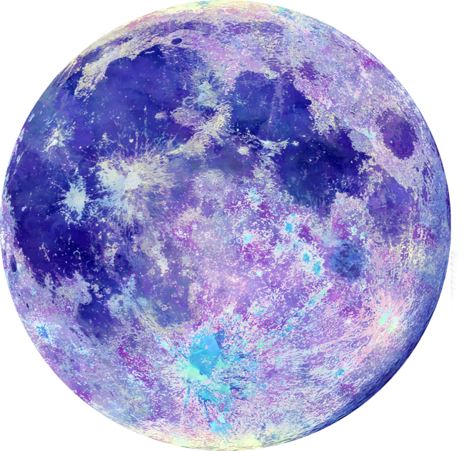 Colorful Watercolor Moon by Maryedenoa