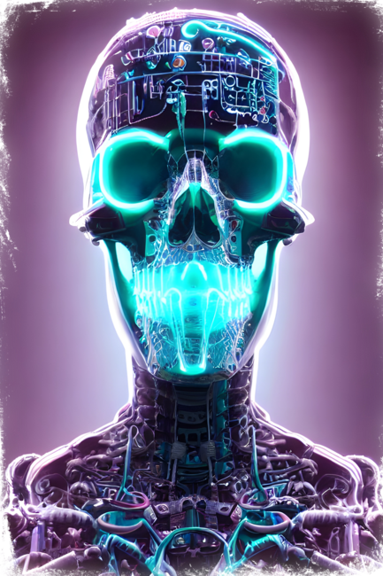 Royal Skulls #761 Cyber Skull Fantasy Skeleton face by RoyalSkulls