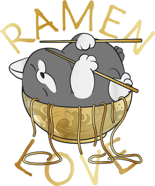 Golden Anime Merch Cat Japanese Ramen Noodle Cute by TheBurntPencil
