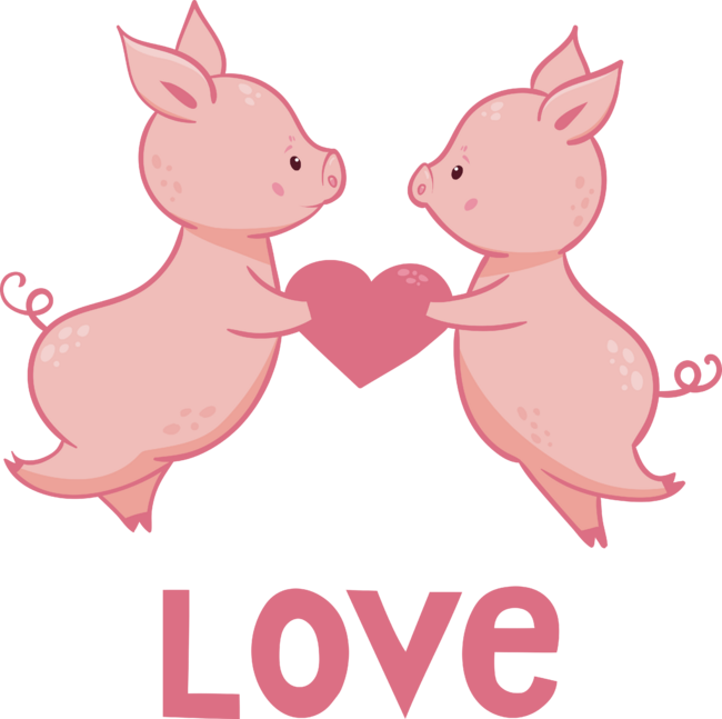 Two cute cartoon pink pigs