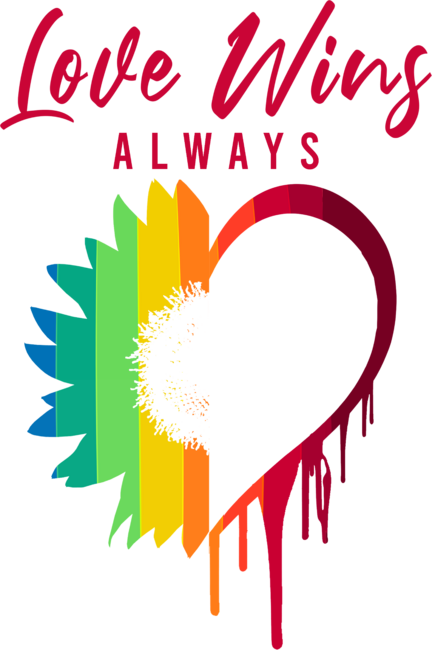 Love Always Wins Rainbow Heart Sunflower