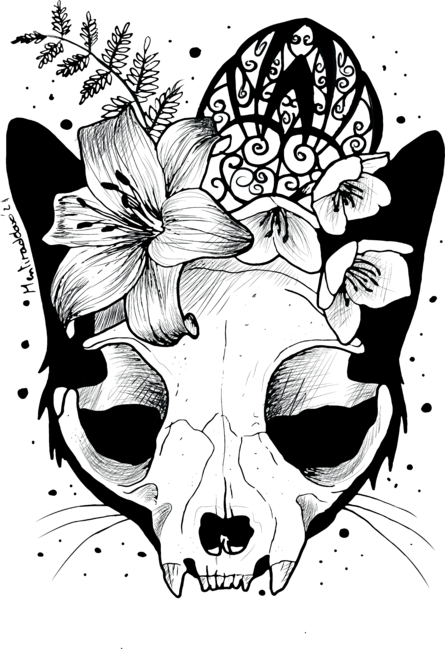 Flamenco cat skull design