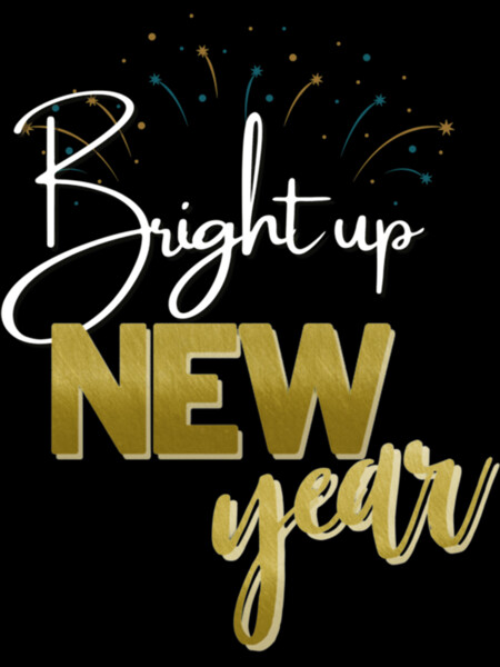 Bright up to New year funny New year fireworks and gold text by hu89