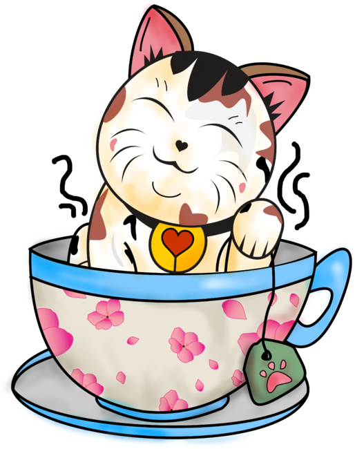 Kawaii Cat and Tea