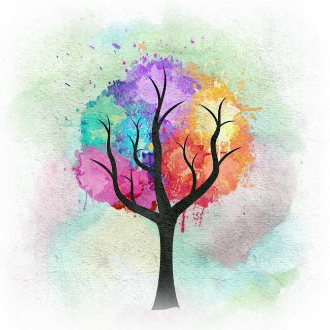 Awesome abstract pastel colors oil paint tree of Life