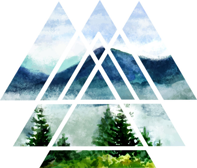 Sacred Geometry Triangles - Watercolor Landscape