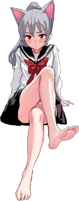 Sexy Anime Cat Girl with School Uniforme