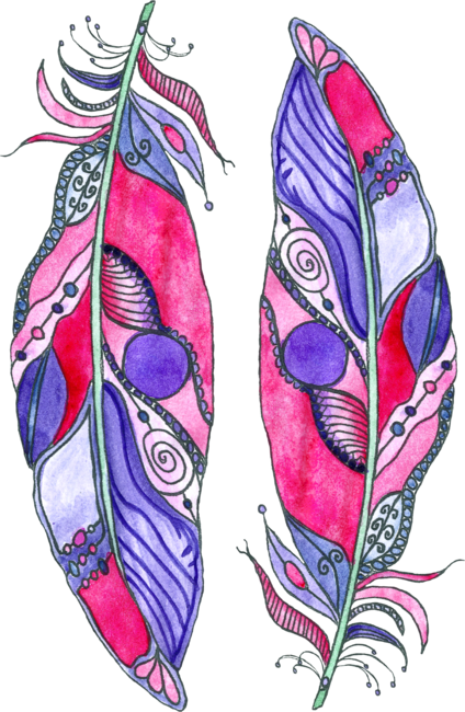 Bohemian Spirit Feathers - magenta &amp; violet