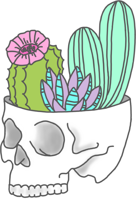 Skull succulent cactus cacti pastel print