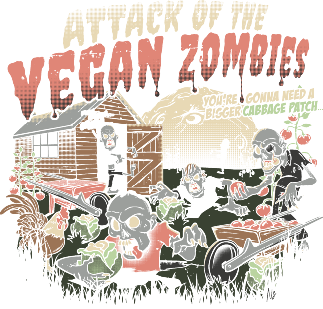 Attack of the Vegan Zombies Funny Vegan Halloween by nerdshizzle