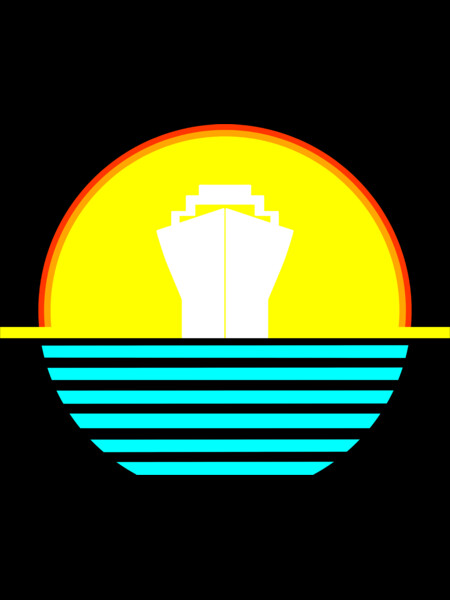 beautiful sunset and ship