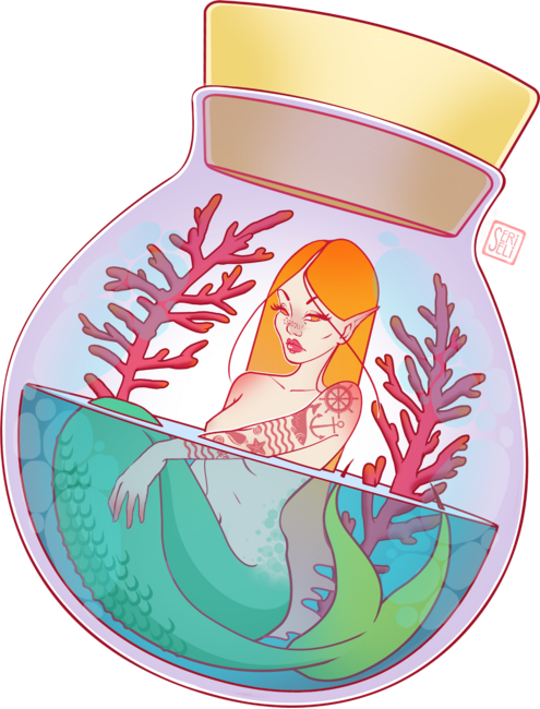 Mermaid in a bottle by SeriSeli