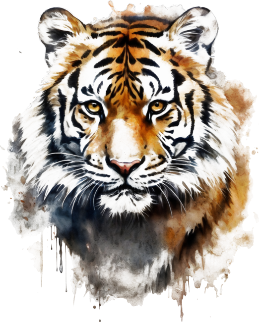 Regal Tiger Watercolor Painting Portrait by WatercolorCorner