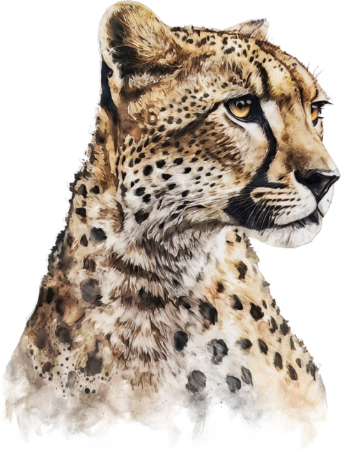 Watercolor Painting Portrait Of a Cheetah by WatercolorCorner