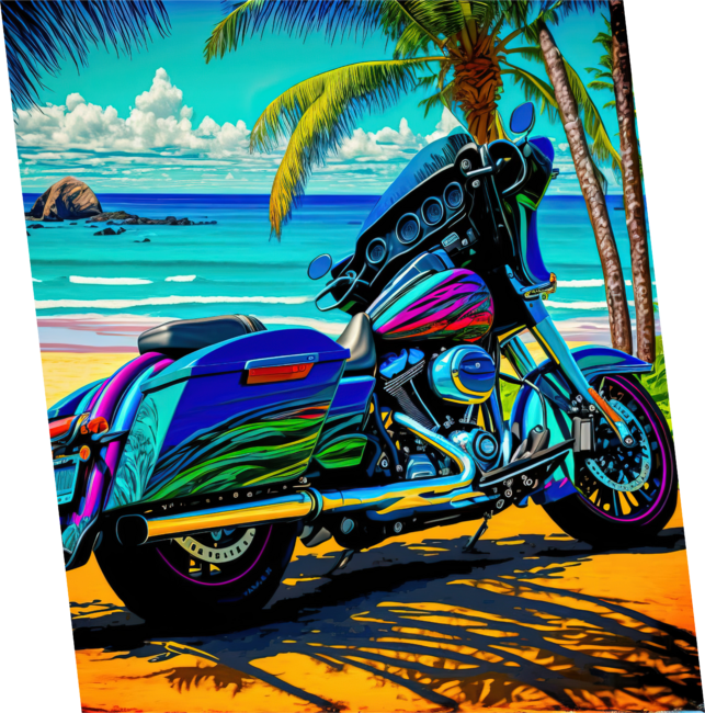 Vintage Motorcycle Biker Beach