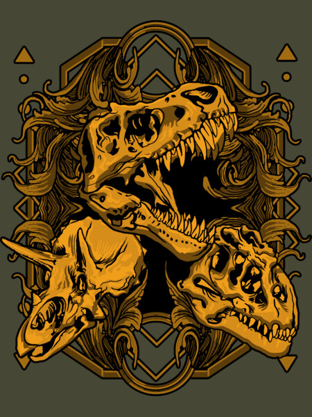 horror dark dynosaurs fossil. Vector illustration, shirt graphic