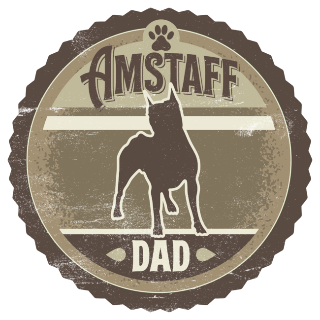 Amstaff Dad - Distressed American Staffordshire Terrier Silhouet