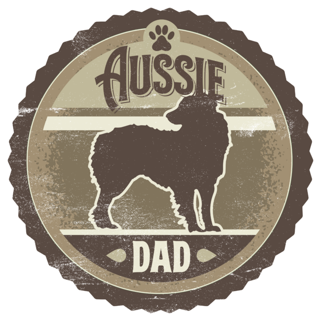 Aussie Dad - Distressed Australian Shepherd Silhouette Design