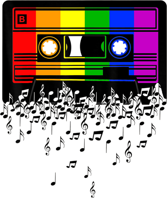 LGBT Gay Pride Rainbow Flag  Music Note Cassette by Avocato