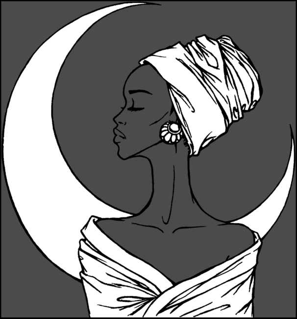 African Girl and Moon