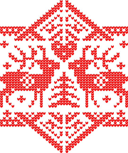 Knitting. Christmas vector background. Deers and snow.