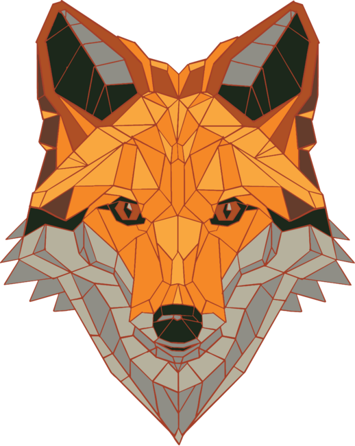 Fox Head Polygonal Orange Animal Design