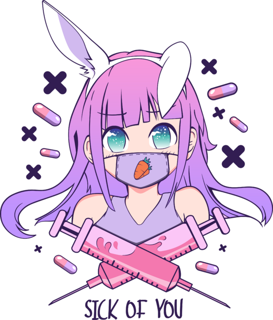 Pastel Menhera Sick - Japanese Anime Bunny Girl pills by Otaizart