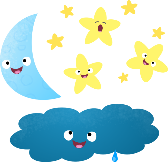 Cute singing stars, moon and cloud cartoon air