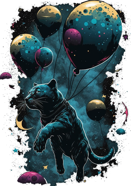 black panther fly in space