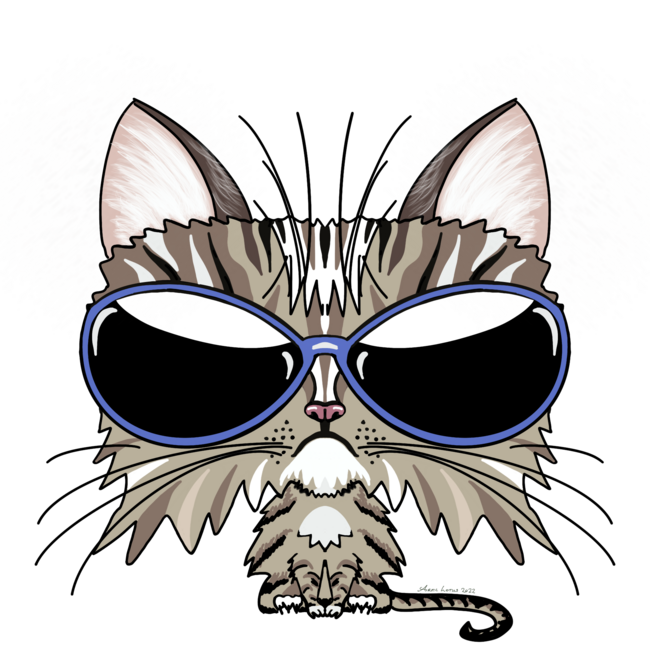 Cattitude Sunglasses Tabby Kitty Funny Cartoon