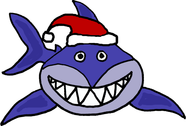 Funny Christmas Shark in Santa Hat by SmileToday