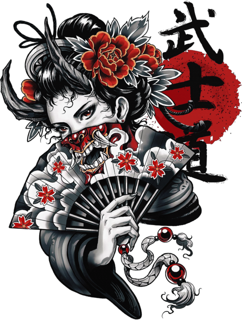 Japanese Geisha Samurai Vaporwave Style by OWLvision