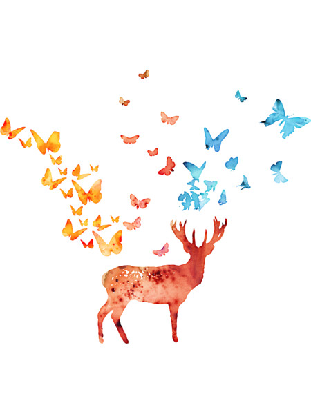 Deer and Butterflies