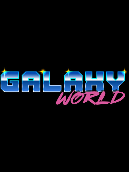 Lettering Galaxy world in style of 80s