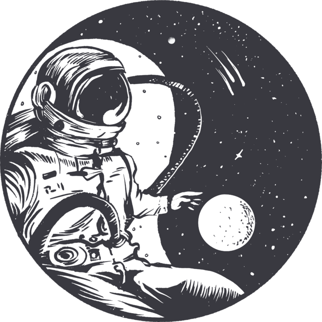 Astronaut and space in a  ying and yang circle by FelippaFelder