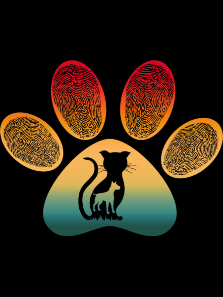 Pet paw fingerprint silhouette cat dog lover