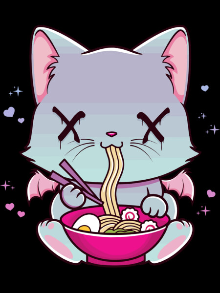 Kawaii Japanese Anime Cat Ramen Creepy Pastel Goth by TaiHan