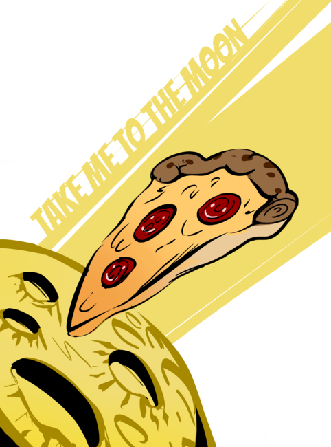 space pizza flying to the moon