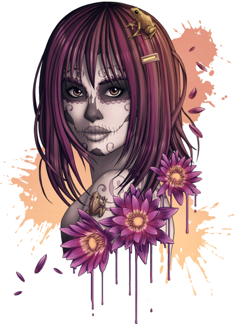 Sugar Skull Girl with Flowers