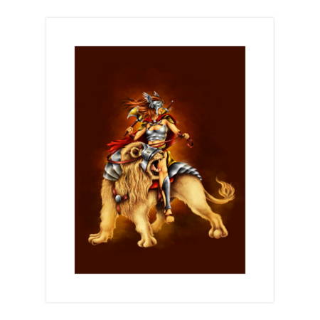 Airbrush Fantasy War Queen Lion Rider by DesignSonoma2